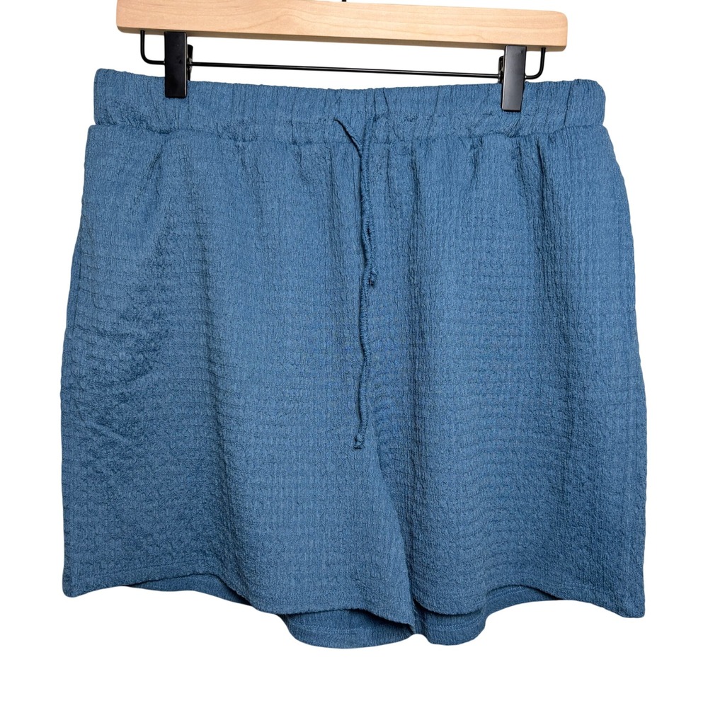 Fashion Nova Blue Elastic Waist Drawstring Wide Leg Lounge Shorts Womens XL - Picture 1 of 7